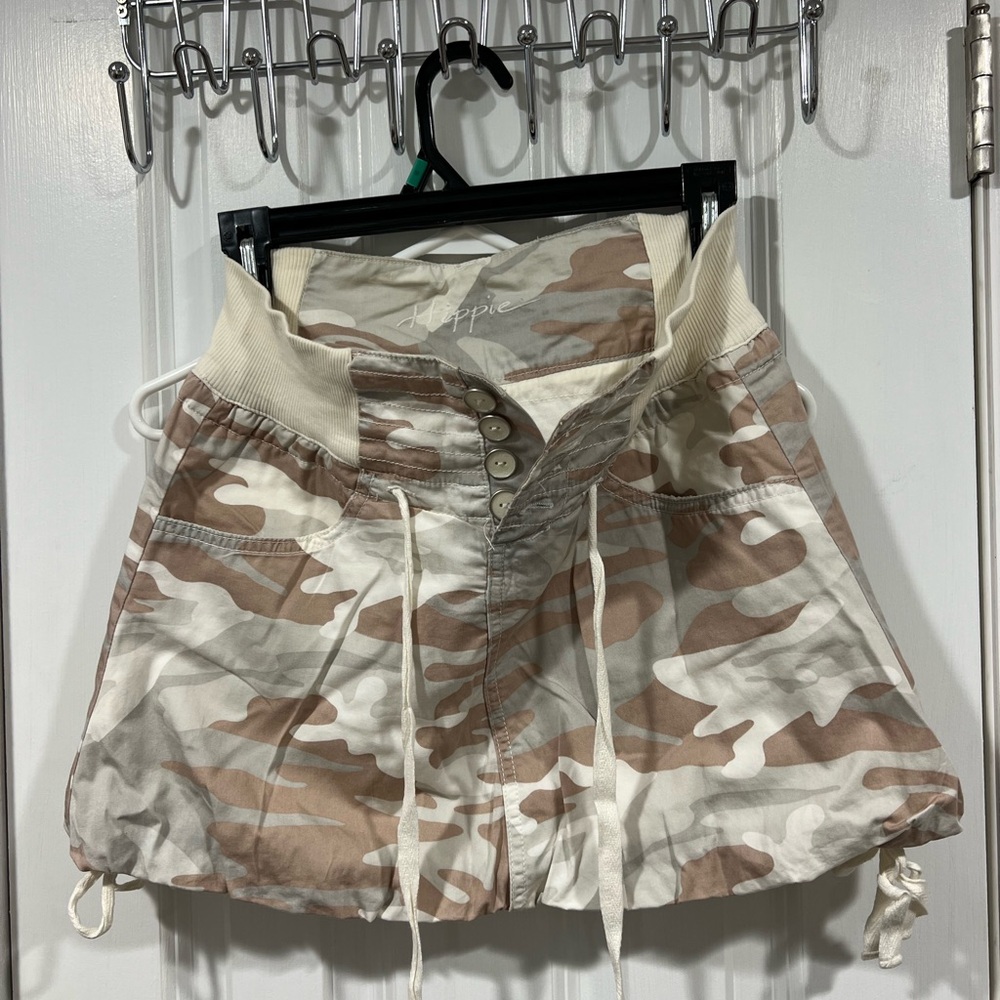 Camouflage Mini Skirt with Drawstring Small
